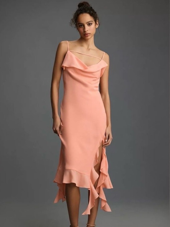 Mare Mare Dresses & Skirts - Mare Mare for Anthropologie NWT Coral Cowl Neck Ruffle Midi Dress XL